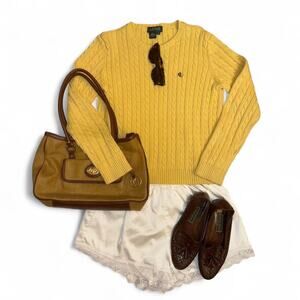 Vintage Vtg Ralph Lauren preppy academia spring 2026 butter yellow knit sweater